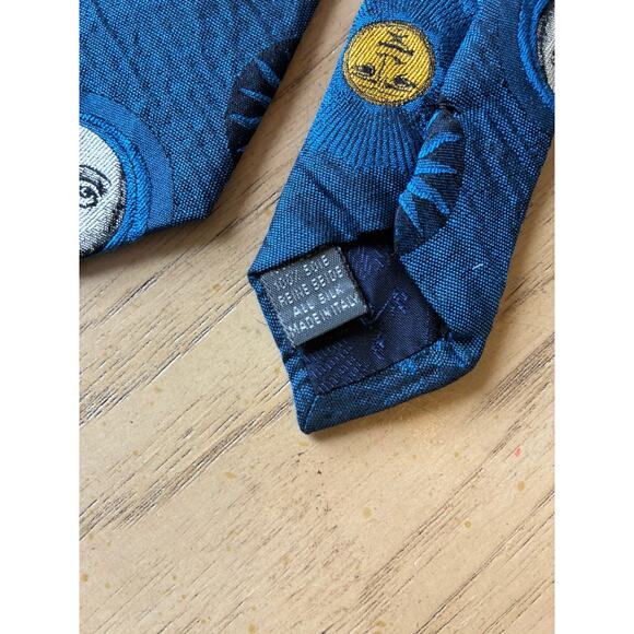 Fornasetti Milano silk tie Sun Moon face pattern Graphic Lunar Space Made Italy - Picture 4 of 7